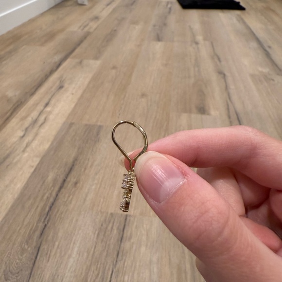 Anthropologie (maybe) Gold Princess Cut Diamond Dangle Earrings - Picture 2 of 3